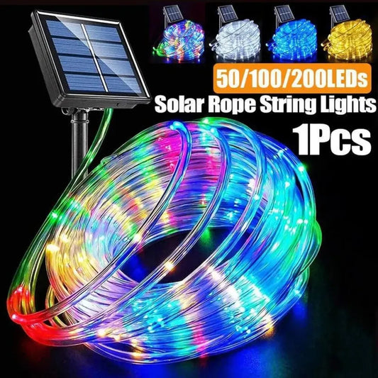 Outdoor Solar Tube Rope LED Lights: Waterproof Christmas Decoration for Garden & Wedding