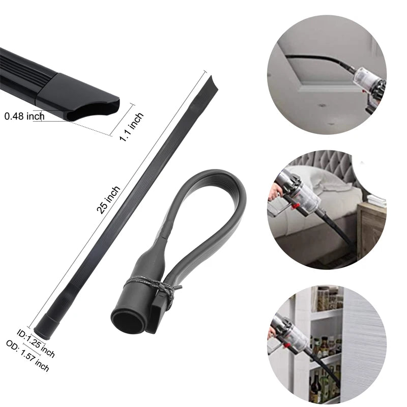 Universal Vacuum Cleaner Brush Nozzle | 32 & 35mm Brush Head Cleaning Tool | Long, Flexible, Flat Slim Suction Nozzle Head for Bed and More