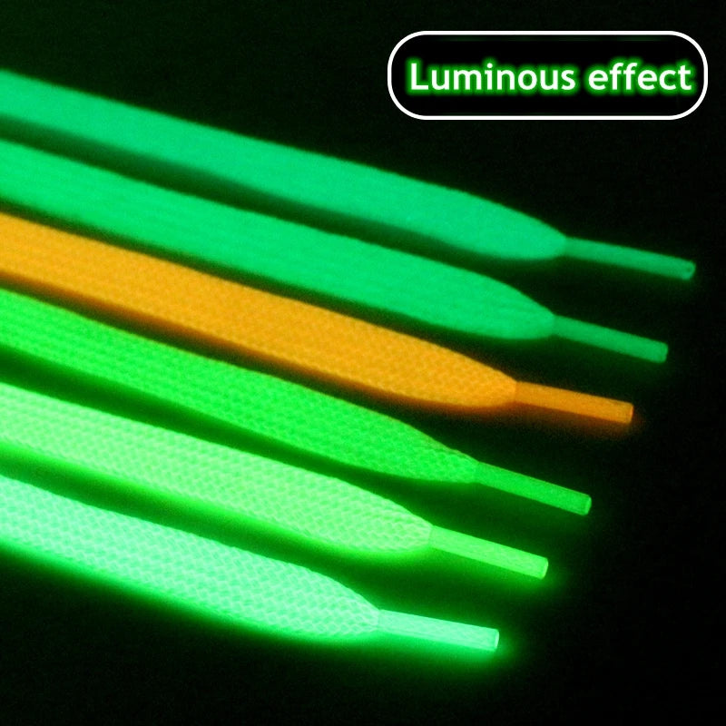 Luminous Shoelaces for Sneakers – Glow in the Dark Flat Canvas Shoe Laces | Fluorescent Colors, Available in 80cm, 100cm, 120cm, 140cm