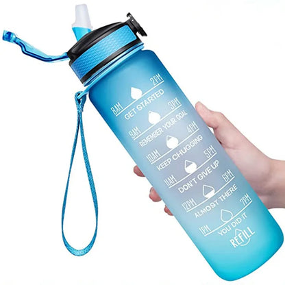 Leakproof Motivational Sport Water Bottle - 900/1000ml Drinking Bottle for Outdoor Travel, Gym, and Fitness