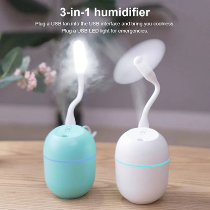 Portable USB Ultrasonic Air Humidifier & Essential Oil Diffuser with LED Lamp - Car Purifier and Romantic Aroma Mist Maker