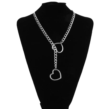 Heart Slip Chain Choker Necklace for Women - Punk Rock Long Chain, Adjustable Goth Jewelry, Perfect Gift