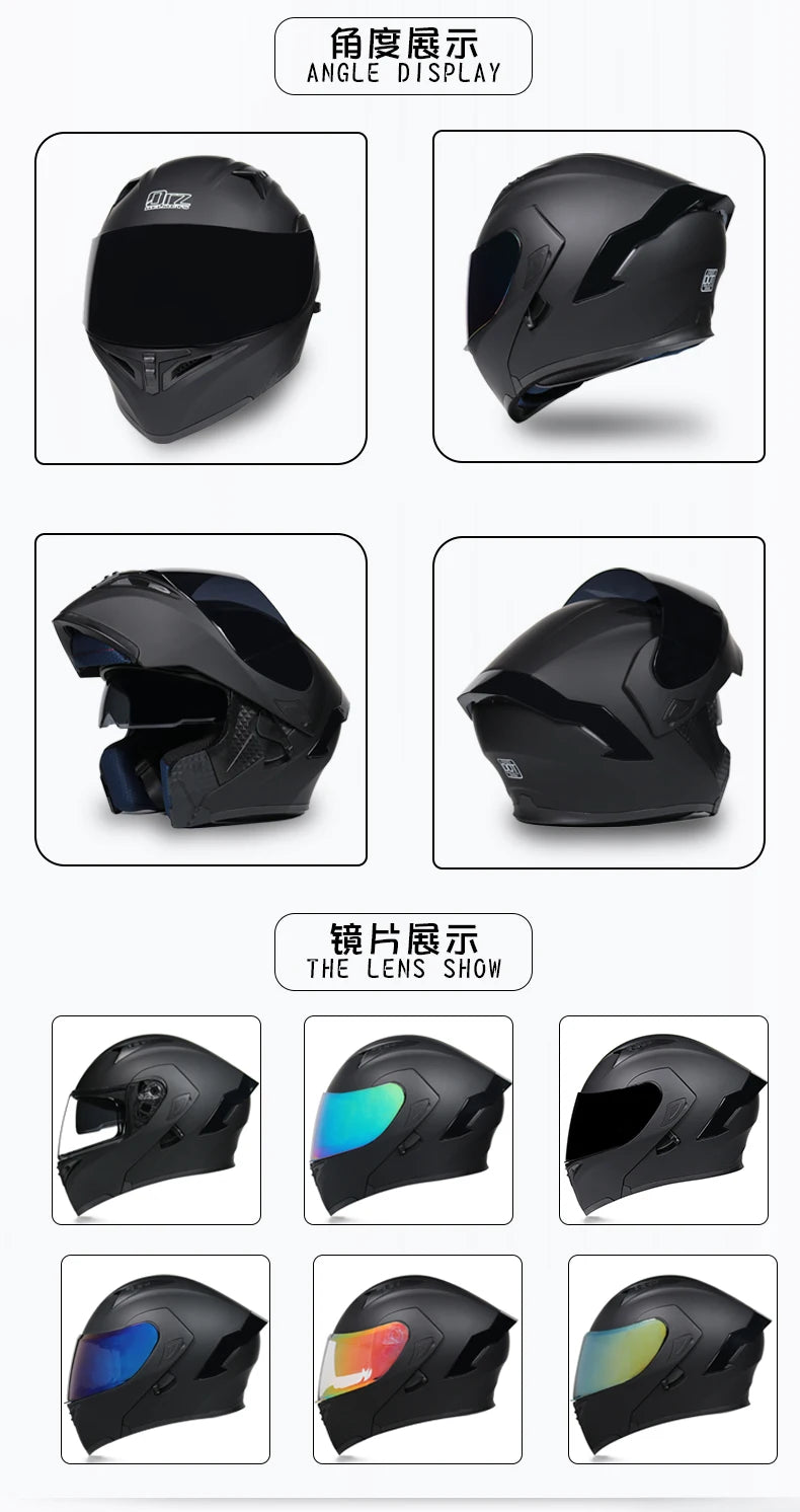 High-Quality Flip Up Motorcycle Helmet | DOT Approved Double Lens Full Face Moto Casco | Capacete for Motociclistas