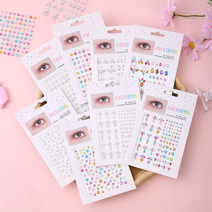 Diamond Eyes Face Festival Makeup: DIY Body Crystal Gems Tattoo, Adhesive Rhinestone Nail Art Decoration - Acrylic Eyeshadow Sticker