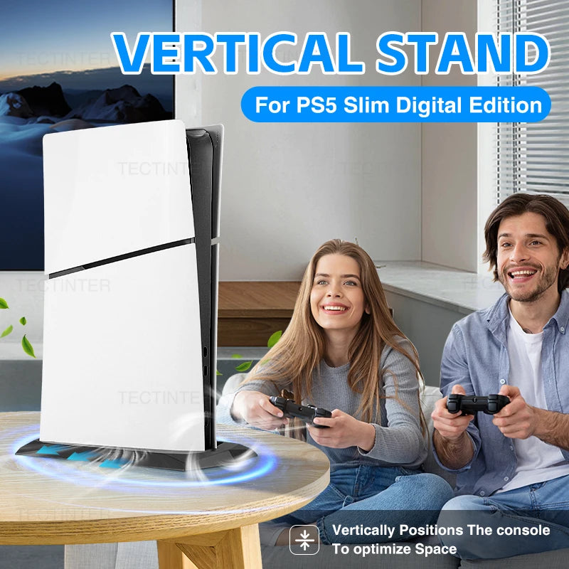 Vertical Stand Base Holder for PS5 Slim Console - Built-in Cooling Vents and Non-Slip Feet, Essential PS5 Slim Accessories