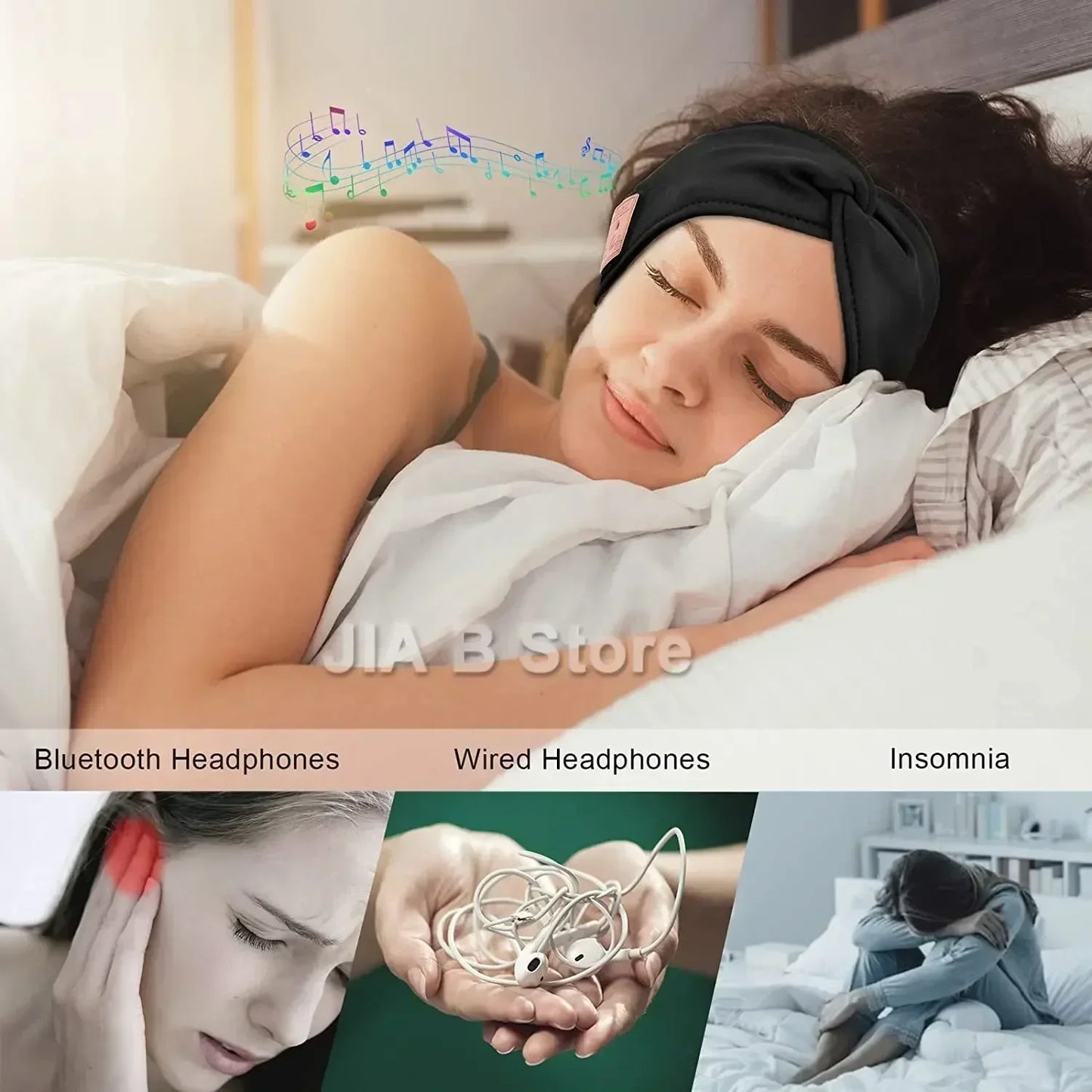 Bluetooth Wireless Sleep Headphones - Music Sport Headband Earbuds with MIC HD Thin Speakers - Sleeping Headphones for Side Sleepers