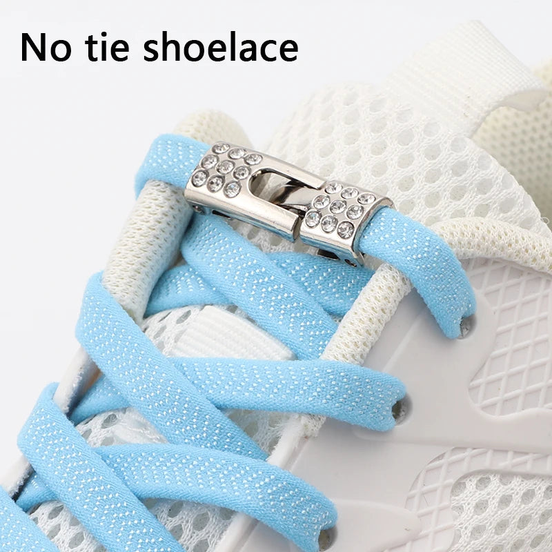 No Tie Shoelaces: Diamond Cross Lock Elastic Laces - 8MM Width for Kids & Adults - Rubber Bands for Sneakers