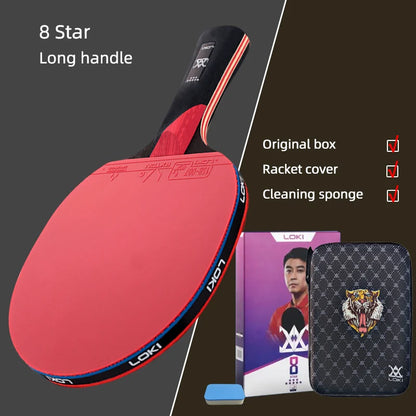 LOKI 9 Star Professional Table Tennis Racket - 5+2 Carbon Ping Pong Paddle with Sticky Rubbers, Ultra Offensive, Available in 6/7/8/9 Star Ratings