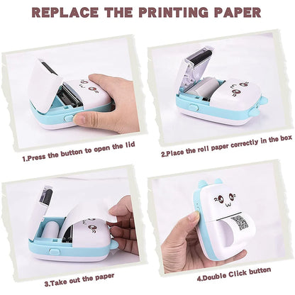 Portable Thermal Printer: Mini CAT Print Photo Pocket Thermal Label Printer - 58mm Wireless Bluetooth Printing for Android and iOS