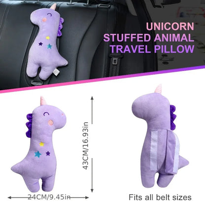 Car Seat Belt Cover for Kids - Soft Stuffed Animal Pillow, Travel Safety Cushion, Comfortable Seatbelt Cover