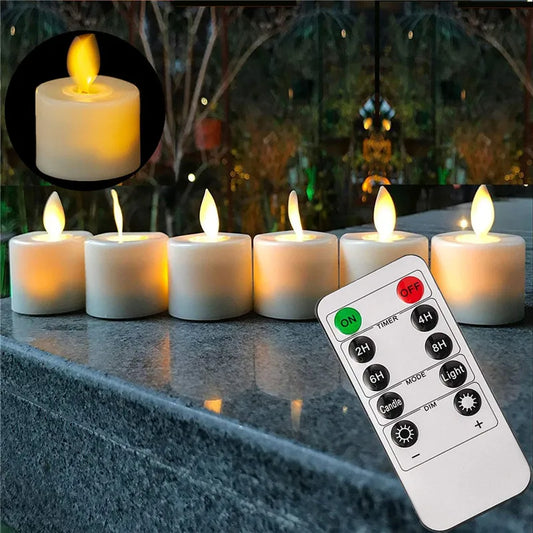 Flameless LED Candles with Moving Wick - 4 or 6 Set with Remote Control for Weddings, Christmas, Church - Realistic Electronic Candle