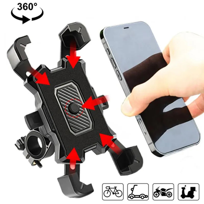 360° Rotatable Electric Bicycle Phone Holder - Non-slip Stand Bracket for iPhone, Xiaomi, MTB Bike, Moto Motorcycle Cycling