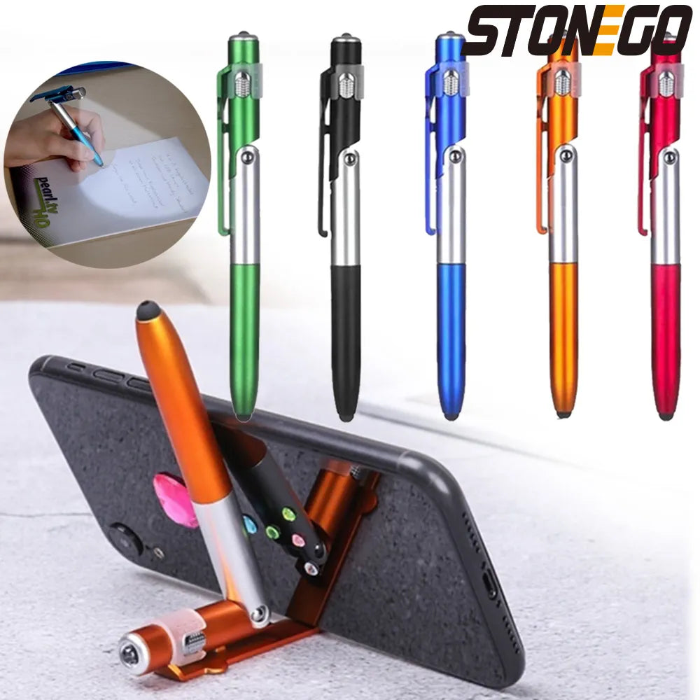 STONEGO 4-in-1 Multifunction Foldable Pen Stylus with Flashlight & Support - Ideal for Tablet and Cellphone