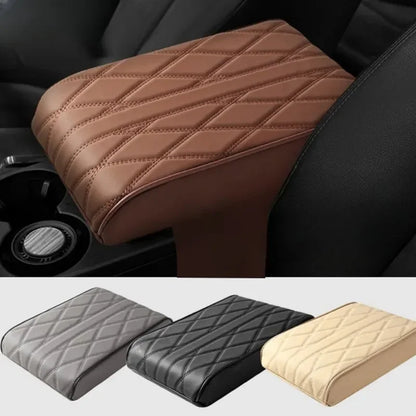 Wave Embroidered PU Leather Car Armrest Mat - Center Console Arm Rest Protection Cushion, Auto Armrests Storage Box Cover Pad