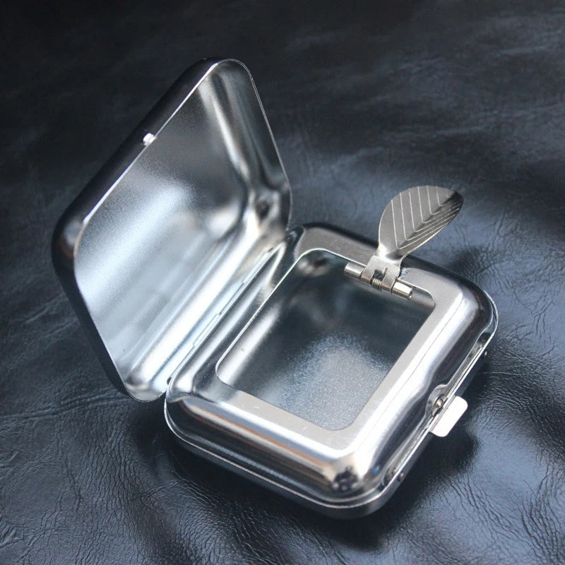 N2HAO Smallsweet Pocket Ashtray - Stainless Steel Square Metal Ash Tray with Lid, Portable and Convenient for On-the-Go Use