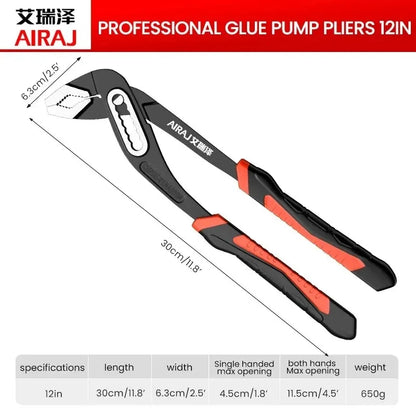 AIRAJ Multifunctional Adhesive Pump Pliers - 8/10/12 Inch, Quick Release Water Pipe Pliers, Industrial Grade Electrician Tool