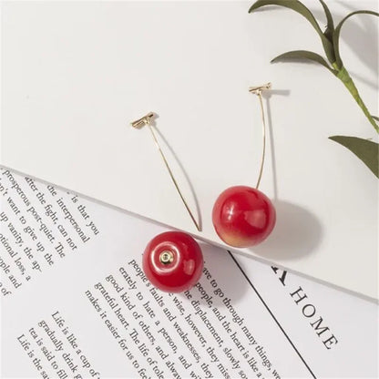 LATS Cute Red Cherry Earrings - Sweet Resin Fruit Jewelry for Women and Girls, Fashion Gift for Students