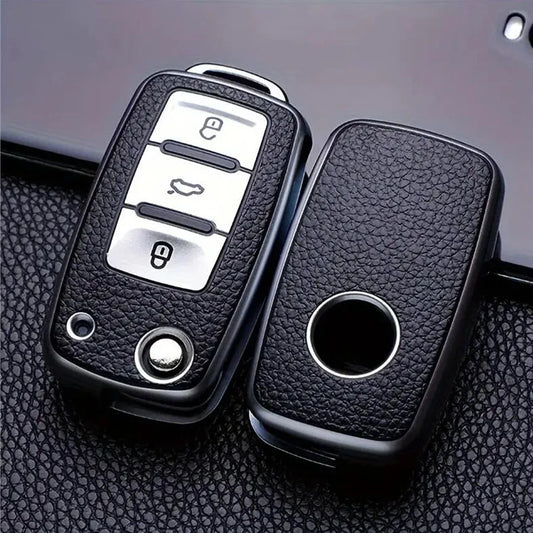 Car Key Case for VW Magotan, Golf, Passat, Touran, Tiguan, Jetta, Skoda Octavia - Compatible with B5 B6 B7 B8 MK6 Models