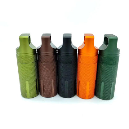 Portable Aluminum Alloy Airtight Pill Container Bottle - Single Chamber Capsule Holder for Outdoor EDC, Waterproof Medicine Case Box