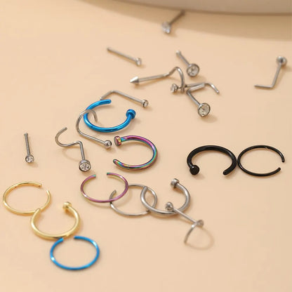 Fashion Punk Non-Nose-Piercing Septum Women's Jewelry: 22 Pcs Fake Nose Ring Earrings Suit