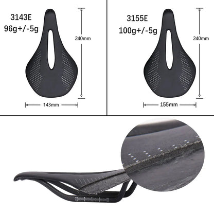 ELITA ONE Carbon Saddle | Super Light MTB/Road Bike Seat with Leather Carbon Cushions - 96g