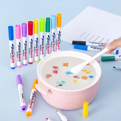 Water Floating Pen Set – Magical Ink Pens with Spoon for Floating Color Water Painting, Chalk Art, and Graffiti Drawing – Ideal for Kids