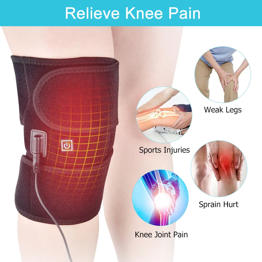 Electric Knee Heating Pad USB - Thermal Therapy Heated Knee Brace Support for Arthritis Joint Pain Relief and Warmth - Perfect for Old, Cold Legs