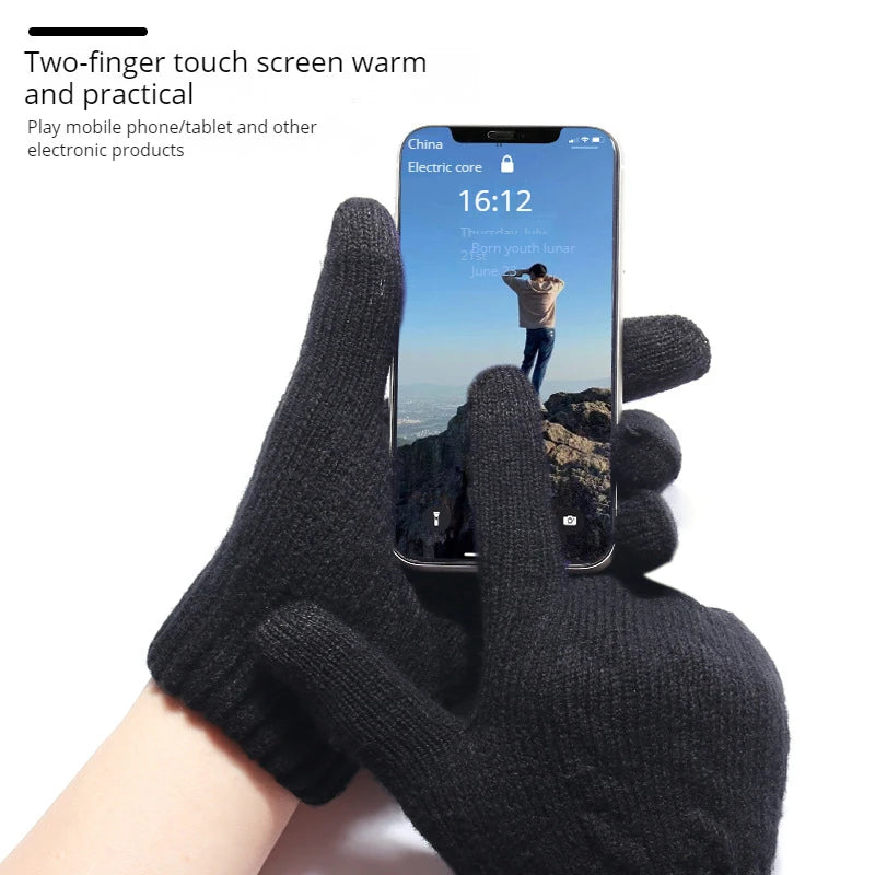 Fleece-Lined Touch Screen Gloves - Warm Black Cable Knit Fashion | Winter Accessories