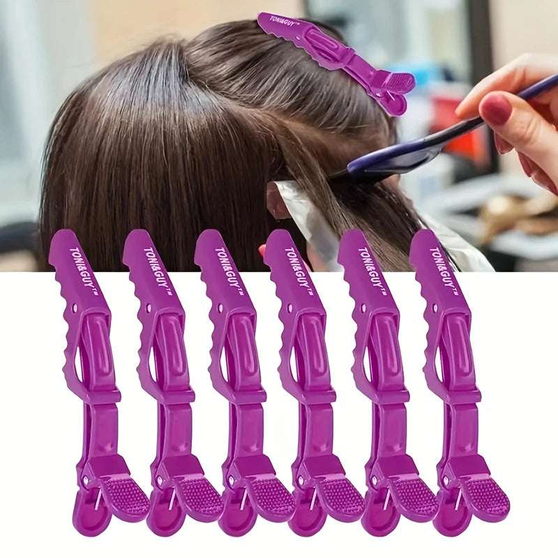 6pcs Black Matte Hair Sectioning Clip Clamp - Hairdressing Salon Tool Hair Grip