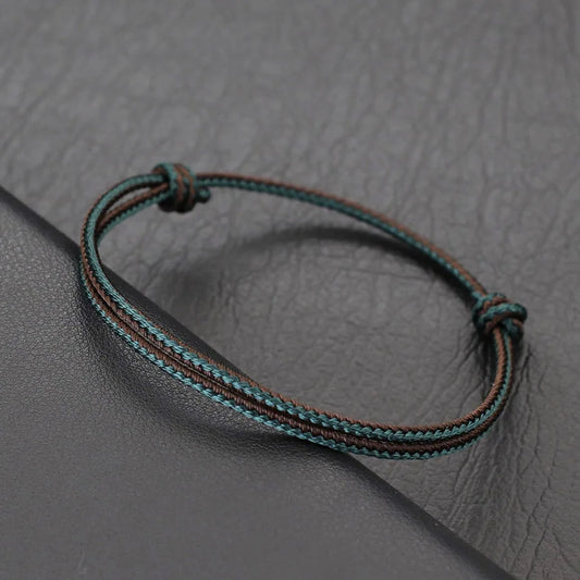 Ethnic 2mm Thin String Bracelet for Men - Adjustable Bohemian Lucky Amulet, High Quality Gift for Him