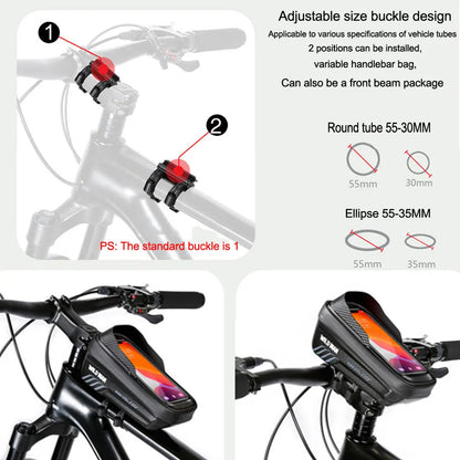 WILD MAN Bike Bag: 2L Front Tube Cycling Bag with Waterproof Phone Case Holder - 7.4 Inches Touch Screen, Bicycle Accessories