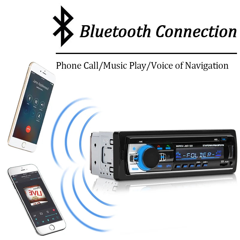 1 Din Car Radio Stereo Multimedia Player: Digital Bluetooth FM MP3 USB Input - Universal Autoradio with ISO Power Aux