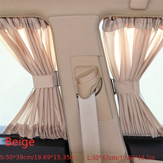 2pcs Universal Car Sun Shade Side Window Curtain: Foldable UV Protection Black Pure Cloth Visor Blinds Cover - Auto Car-Styling