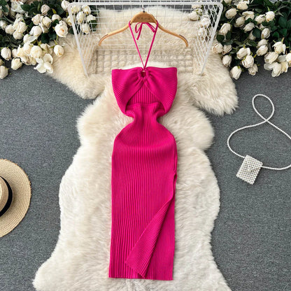 YuooMuoo Chic Fashion Sexy Split Knitted Summer Dress: Women's Slim Elastic Bodycon Party Dress - Streetwear Outfits