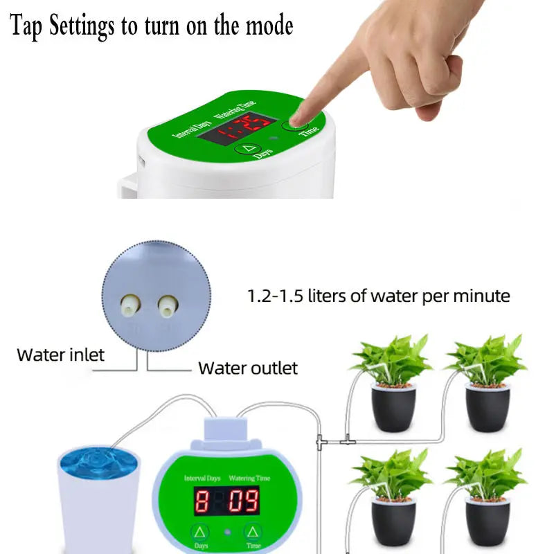 Smart Eshico Watering Machine - Digital Garden Irrigation System with Adjustable Timer and Rechargeable Sprinklers, Intelligent Watering Tools
