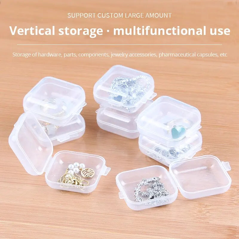 40pcs/set Mini Clear Plastic Storage Box | Jewelry Storage Case | Transparent Storage Organizer | Multifunctional Portable Storage