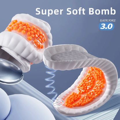 High-Elasticity Sport Insoles: Triple Shock Absorbing Pad with PU Memory Foam Air-Cushion - Super Soft Sneaker Soles