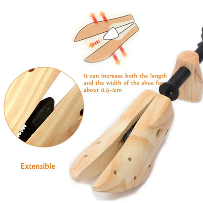 2 Way Adjustable Shoe Stretcher - Pine Wood Shoe Tree Expander for Men and Women, Available in S/M/L Sizes