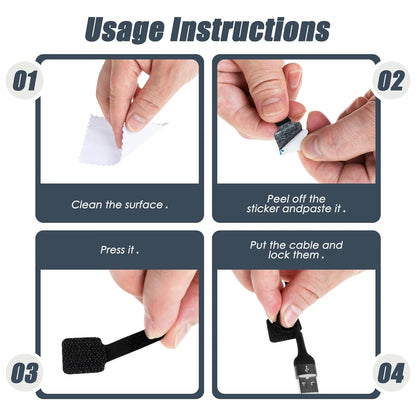 Reusable Cable Ties | Self-Adhesive Adjustable Organizer Straps | Fastening Wire Cord Rope Holder for Desk Management