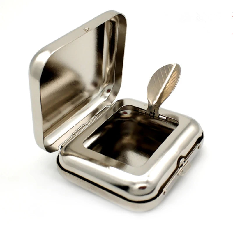 N2HAO Smallsweet Pocket Ashtray - Stainless Steel Square Metal Ash Tray with Lid, Portable and Convenient for On-the-Go Use