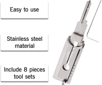 2 in 1 Key Decoder SS001 - Precision Hook and Pick Set with O-Ring Pickup - Lock Decoder and Car Maintenance Repair Kits