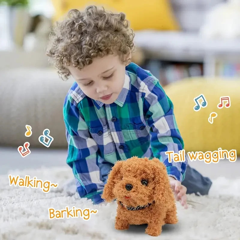 Interactive Plush Baby Toy Dog - Walks, Barks and Wags Tail, Electronic Puppy Montessori Toy for Boys and Girls, Ideal Christmas Gift