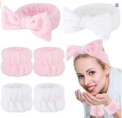 Women's Coral Fleece Hair Accessories Set - 1/2/3Pcs Face Wash Absorbent Wristband Headband, Waterproof Bands for Girls