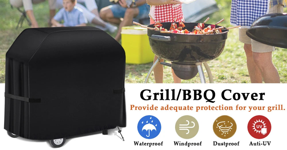 Heavy Duty Waterproof BBQ Grill Cover - Anti-Dust, Rain Protective Outdoor Barbecue Cover for Weber and Charbroil