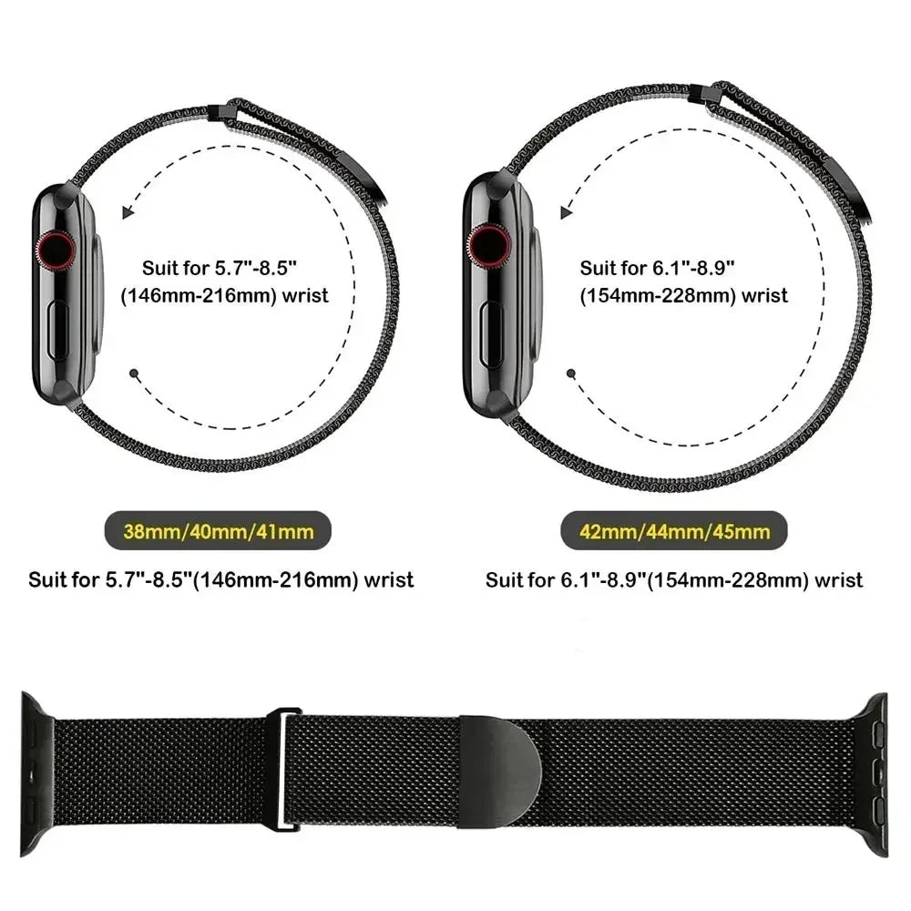 Magnetic Metal Strap for Apple Watch –  40mm, 41mm, 42mm, 44mm, 45mm, 49mm, Ultra 2, for Men & Women, Breathable Band for Series 3 4 5 6 7 8 9, SE