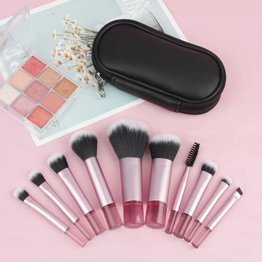 10Pcs Mini RT Makeup Brush Set: Powder, Eyeshadow, Foundation, Blush Blender, Concealer - Professional Beauty Tools