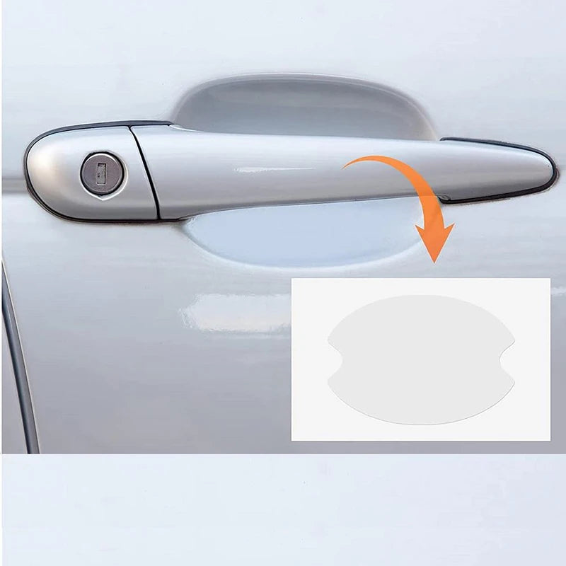 10pcs Car Door Handle Protective Film - Transparent Scratch Sticker for Door Handles - Self-Adhesive Paint Protector with Scraper