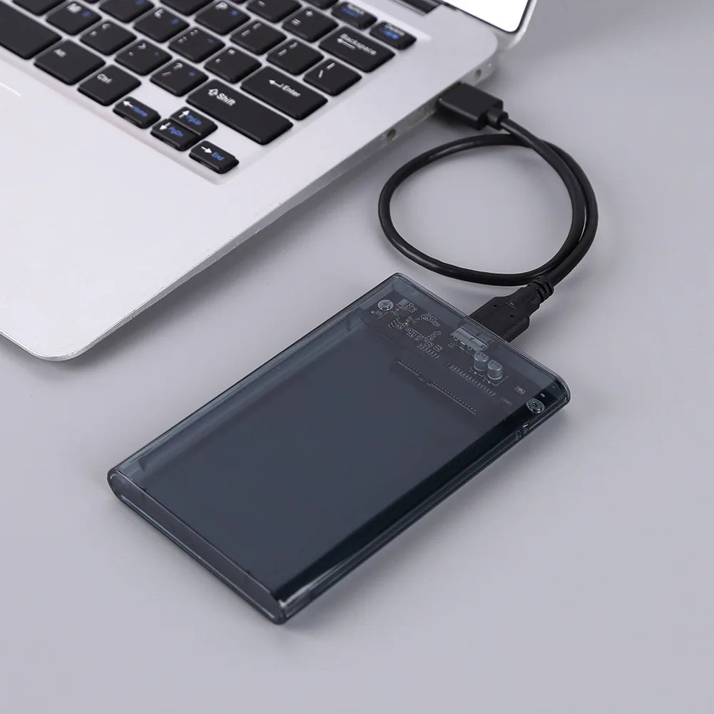 Transparent HDD Enclosure Case - 2.5 SSD SATA to USB 3.0 Type-C 3.1 Adapter External Hard Drive Caddy Box