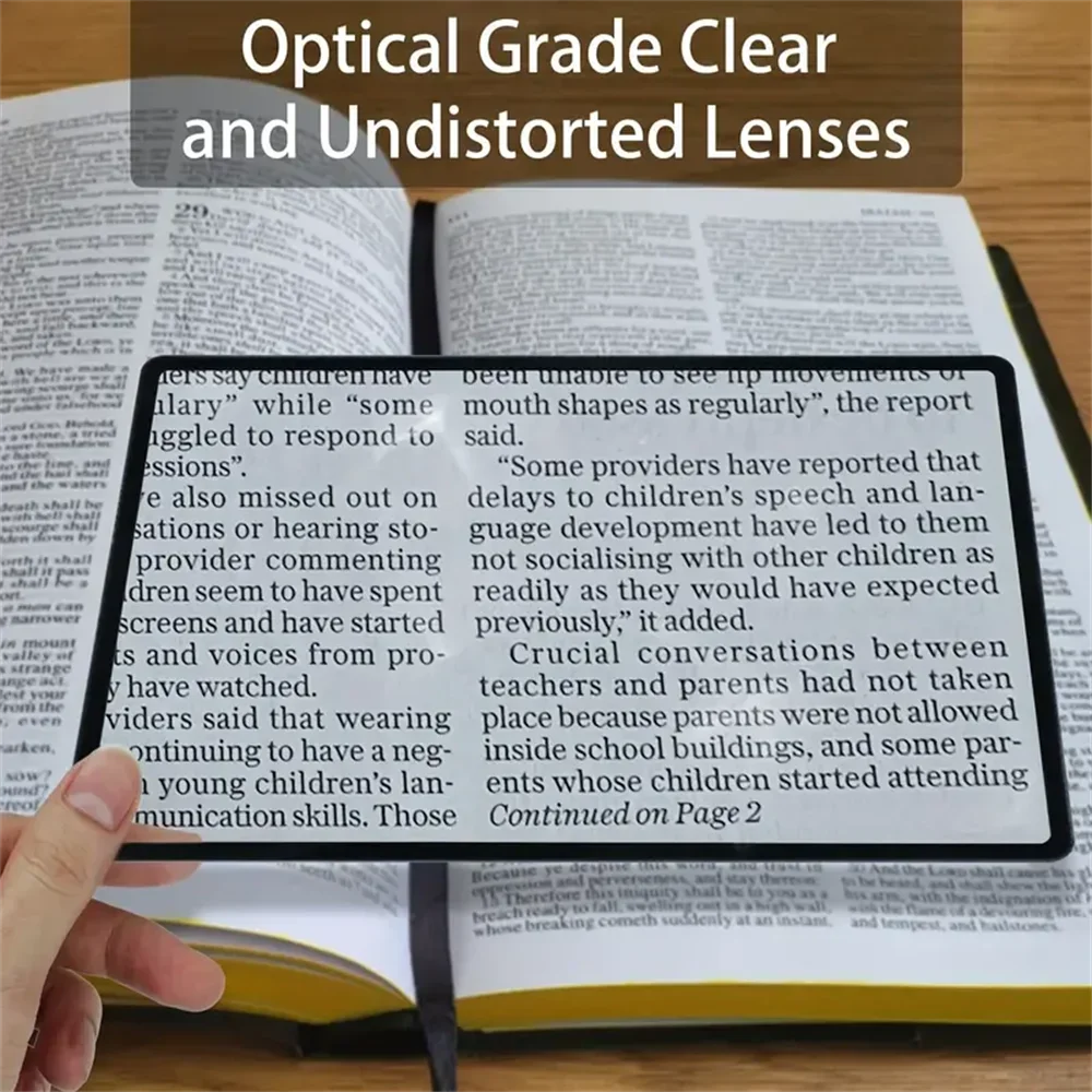 Full Page Large Sheet Magnifier - Reading Aid Glass Lens - Magnifying Glass for Easy Reading