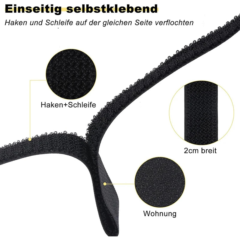 5 Meters Reusable Cable Ties – Adjustable Lengths Hook and Loop Self-Adhesive Fastener Tape with 20 Buckles for Cable Organization